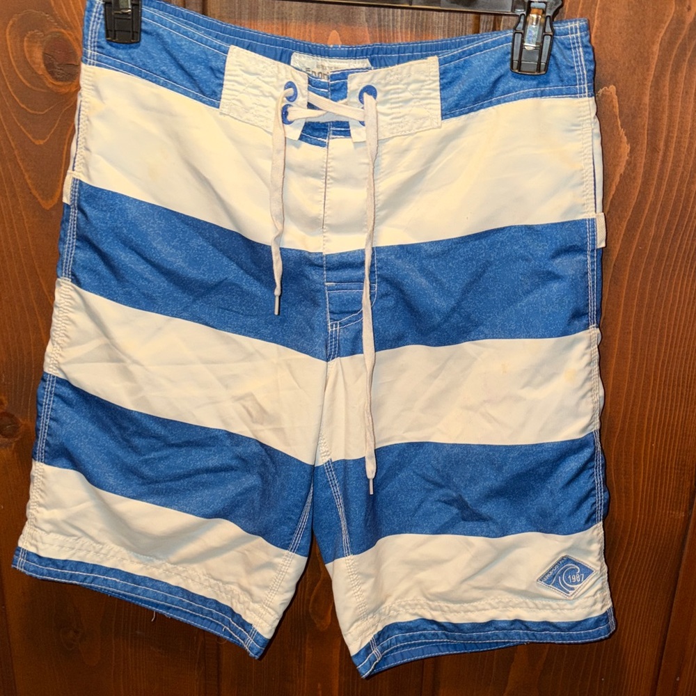 Aeropostale Blue and White Striped Board Shorts